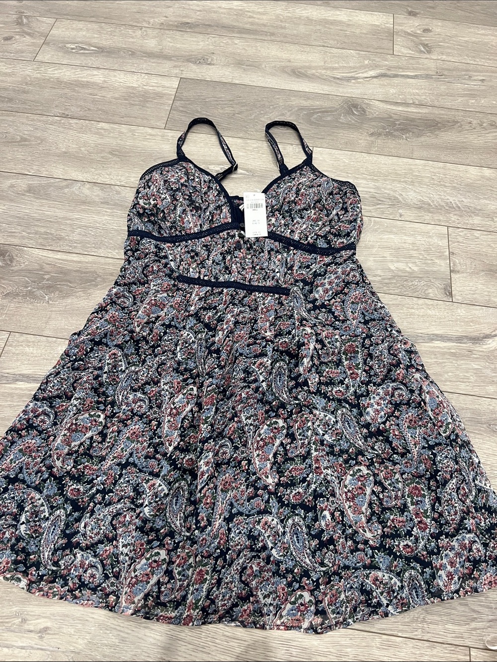 Abercrombie & Fitch Navy Paisley Sundress with Pink & Green Accents